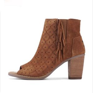 Toms suede peep toe booties - size 8